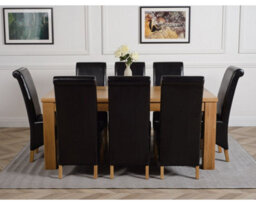 That's Furniture Dakota 182 X 92 Cm Chunky Oak Large Dining Table And 8 Chairs Dining Set With Montana Black Leather Chairs - thumbnail 2