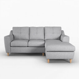 Furnishings For Less UK Baxter Fabric L Shaped 3 Seater Corner Sofa With Chaise Silver Right Hand Facing - thumbnail 4