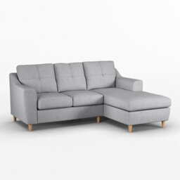 Furnishings For Less UK Baxter Fabric L Shaped 3 Seater Corner Sofa With Chaise Silver Right Hand Facing