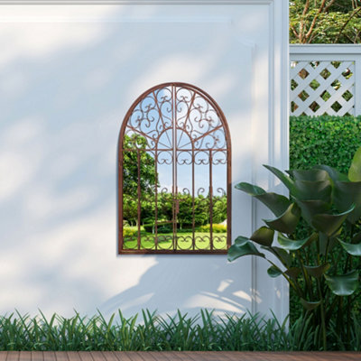 Mirroroutlet Metal Arch Decorative Window Opening Garden Mirror 89X70Cm - image 1