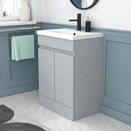 Nes Home Matte Grey 600mm Pvc Freestanding Bathroom Basin Vanity Unit - thumbnail 3