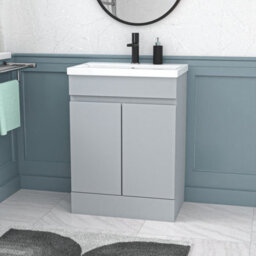 Nes Home Matte Grey 600mm Pvc Freestanding Bathroom Basin Vanity Unit - thumbnail 2