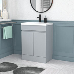 Nes Home Matte Grey 600mm Pvc Freestanding Bathroom Basin Vanity Unit