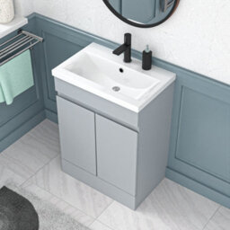 Nes Home Matte Grey 600mm Pvc Freestanding Bathroom Basin Vanity Unit - thumbnail 4