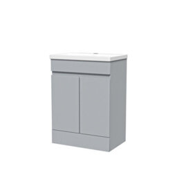 Nes Home Matte Grey 600mm Pvc Freestanding Bathroom Basin Vanity Unit - thumbnail 5