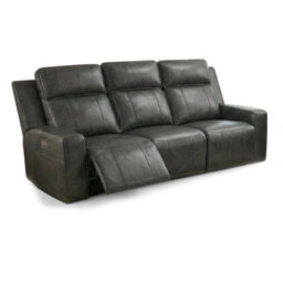 Furnishings For Less UK Barcino Electric Reclining 3 Seater Leather Look Usb Charging Grey - thumbnail 2