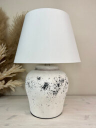 Downton Interiors Stone Effect Ceramic Table Lamp With Plain Shade