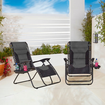 Neo Pair Of Outdoor Zero Gravity Xxl Sun Loungers - Grey - image 1