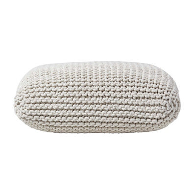 Homescapes Natural Square Cotton Knitted Pouffe Floor Cushion - image 1