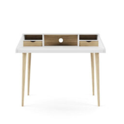 Alphason Yeovil Office Desk With Shelves & Drawers In White/oak - thumbnail 1
