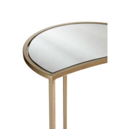 Orsina Set Of 2 Nesting Side Tables, Champagne Finish Iron Frame & Mirrored Glass Tops, Art Deco Accent Tables - thumbnail 5