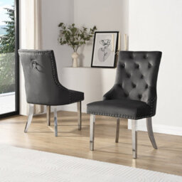 Furniture In Fashion Daytona Round Diva Glass Dining Table 4 Imperial Black Chairs - thumbnail 4