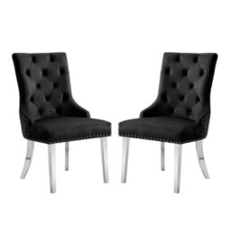 Furniture In Fashion Daytona Round Diva Glass Dining Table 4 Imperial Black Chairs - thumbnail 5