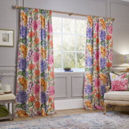 Voyage Maison Voyage Idalia Fully Lined 100% Cotton Printed Pencil Pleat Curtain Pair, Fuchsia, (W) 168 X (D) 183Cm - thumbnail 1