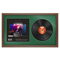 "30X17"" Walnut Modern Vinyl Record Frame With Emerald Mount For 12 Inch Lp Album Cover & Disc - Ak Frames" - thumbnail 1