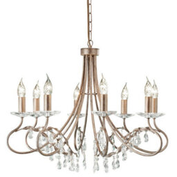 Elegant 8 Bulb Chandelier Pendant Light In Silver And Gold Finish - thumbnail 1