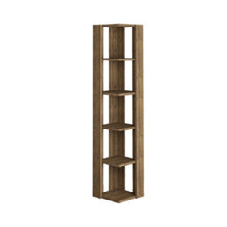 Decortie Nati Tall Corner Bookcase Modern Shelving Unit Space-Saving Storage Dark Oak Effect 161Cm - thumbnail 2