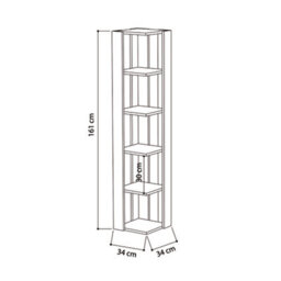 Decortie Nati Tall Corner Bookcase Modern Shelving Unit Space-Saving Storage Dark Oak Effect 161Cm - thumbnail 4