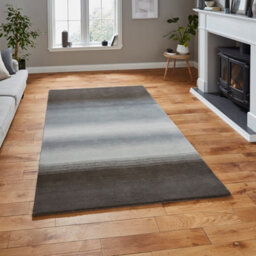 Grey Handmade Luxurious Modern Plain Wool Abstract Rug For Bedroom & Living Room-120Cm X 170Cm - thumbnail 1