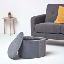 Homescapes Arundel Heart-Shaped Velvet Footstool With Storage, Grey - thumbnail 6