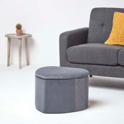 Homescapes Arundel Heart-Shaped Velvet Footstool With Storage, Grey - thumbnail 5