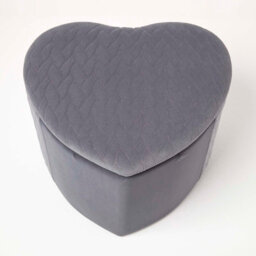 Homescapes Arundel Heart-Shaped Velvet Footstool With Storage, Grey - thumbnail 2