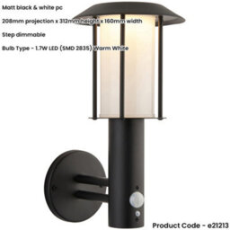 Loops Outdoor Matt Black Wall Light - White Pc Shade - Solar Powered Lamp - Step Dimmable 1.7W Led (Smd 2835) Warm White - thumbnail 2