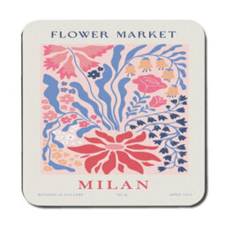 Benjamin Tate Design Milan Flower Market Placemat Coaster Set Wooden Base Limited - thumbnail 3