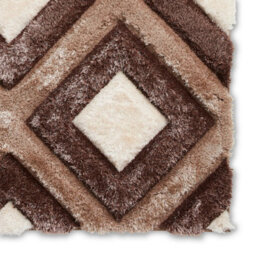 Beige Brown Shaggy Rug, 40mm Thickness Geometric Rug, Modern Rug For Bedroom, Living Room, & Dining Room-80Cm X 150Cm - thumbnail 3