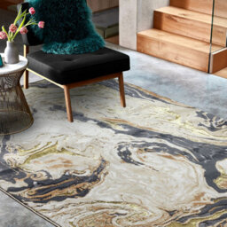 Gold Modern Easy To Clean Abstract Rug For Dining Room Bedroom And Living Room-120Cm X 170Cm - thumbnail 1