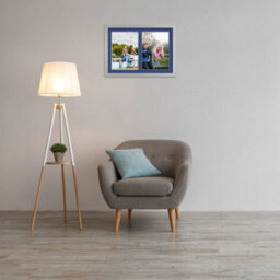 AK Frames 20X14 Silver Modern Multi Photo Frame With Blue Mount - Holds 2 Apertures (2X) A4 Photos - thumbnail 3