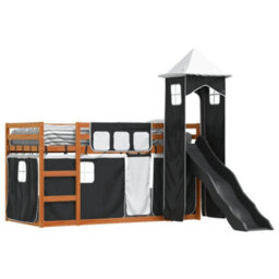 Berkfield Bunk Bed Without Mattress With Slide White And Black 90X200 Cm - thumbnail 4