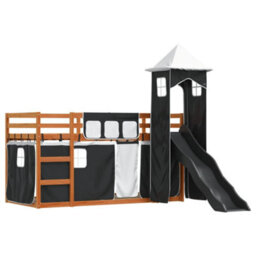 Berkfield Bunk Bed Without Mattress With Slide White And Black 90X200 Cm - thumbnail 3