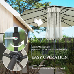Outsunny 4.4M Double-Sided Sun Umbrella Patio Parasol Solar Lights Cream White - thumbnail 6