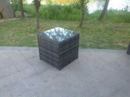 Fimous Grey Rattan Cube Side Table Tea Coffee Table Outdoor Garden Furniture