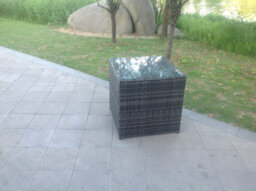 Fimous Grey Rattan Cube Side Table Tea Coffee Table Outdoor Garden Furniture - thumbnail 2