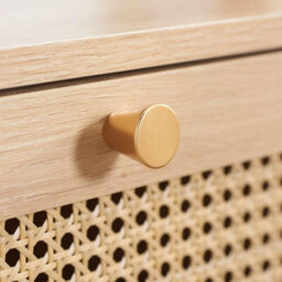 Pair Of Bedside 2 Drawer Cabinet  Rattan Croxley Side Table Oak - thumbnail 2
