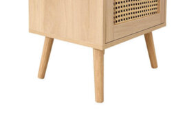 Pair Of Bedside 2 Drawer Cabinet  Rattan Croxley Side Table Oak - thumbnail 7