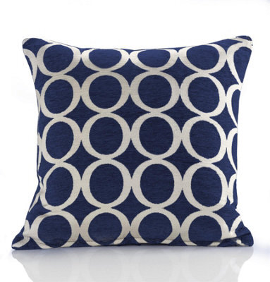 Luxury Living Oh Luxury Geometric Chenille Cushion Blue