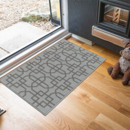 Machine Washable Cubed Trellis Design Anti Slip Doormats Silver 80X150 Cm