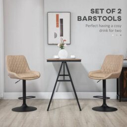 Light Khaki Adjustable Bar Stools Set Of 2 Swivel Bar Chairs With Back Footrest - thumbnail 3