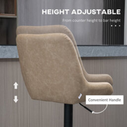Light Khaki Adjustable Bar Stools Set Of 2 Swivel Bar Chairs With Back Footrest - thumbnail 4