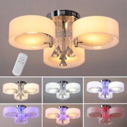 Living And Home Modern Round Chandelier Acrylic Led Ceiling Light With Crystal Accent Color Changing - thumbnail 3