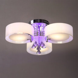 Living And Home Modern Round Chandelier Acrylic Led Ceiling Light With Crystal Accent Color Changing - thumbnail 4