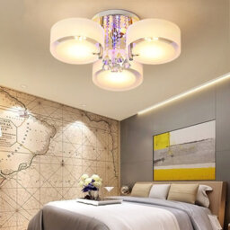 Living And Home Modern Round Chandelier Acrylic Led Ceiling Light With Crystal Accent Color Changing - thumbnail 1