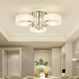 Living And Home Modern Round Chandelier Acrylic Led Ceiling Light With Crystal Accent Color Changing - thumbnail 2