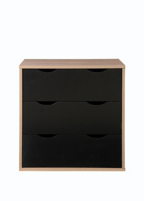 Timber Art Design Alton 3 Drawer Chest Sonoma Oak & Black - image 1