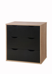 Timber Art Design Alton 3 Drawer Chest Sonoma Oak & Black - thumbnail 2