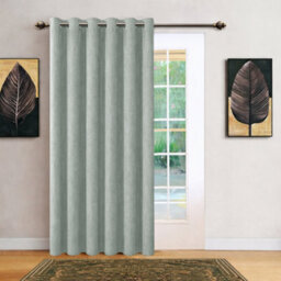 Bedlooms Sage Green Linen Curtain 100% Blackout Thermal Insulated Eyelet Single Curtain Panel 66 X 84 Inches With Tie Back - thumbnail 1