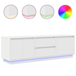 Berkfield Tv Cabinet With Led Lights White 160.5X41X50 Cm - thumbnail 2